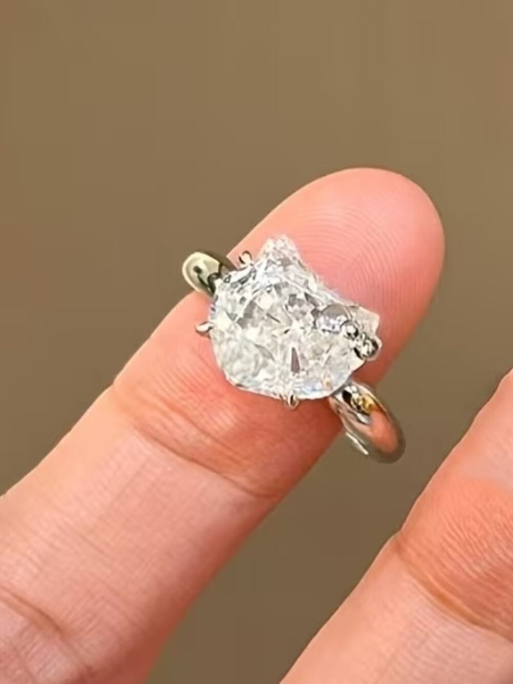Stainless Steel Silver Hello Kitty Zircon Ring Tarnish Free Cute Gift